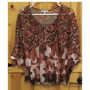 Jennifer Lopez Women's Small Pink Blouse Flow Floral Lightweight Work, Casual
